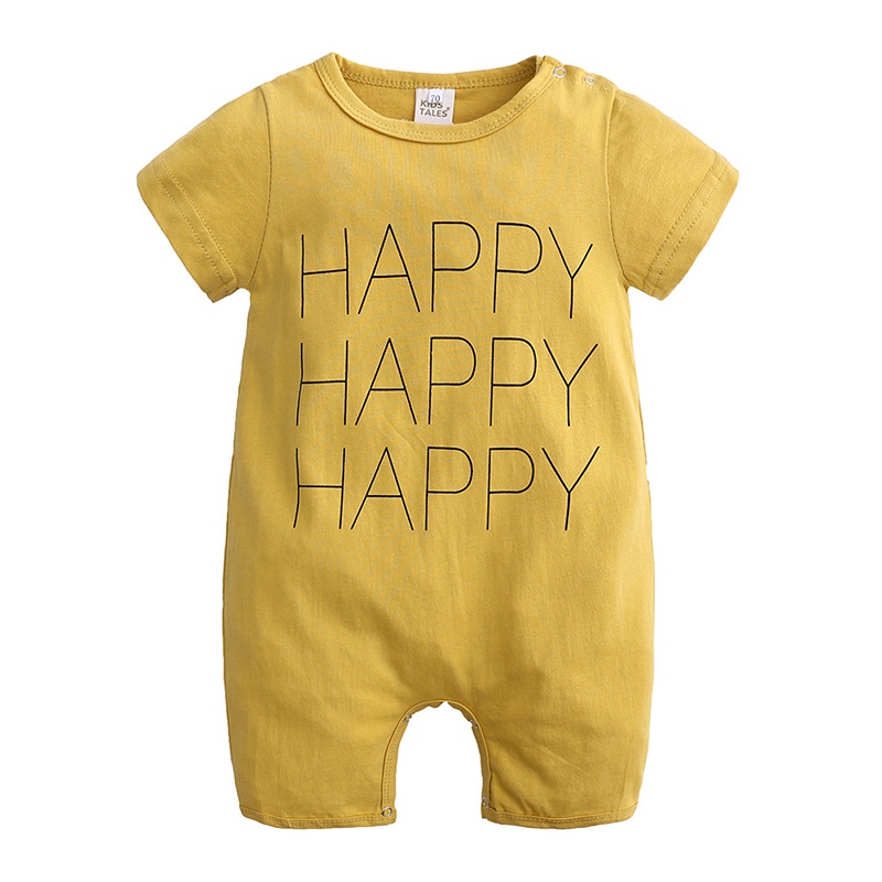 Bộ Áo Liền Quần Tay Ngắn In Họa Tiết Hoạt Hình Dành Cho Bé Trai Gái Sơ Sinh