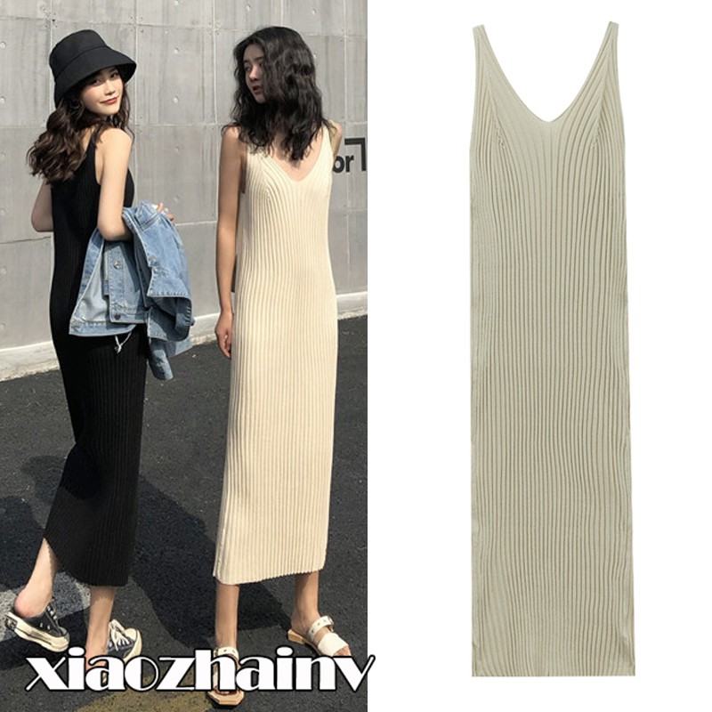 Xiaozhainv Đầm Len Form Rộng Phong Cách Hàn Quốc Thời Trang Quyến Rũ Cho Nữ