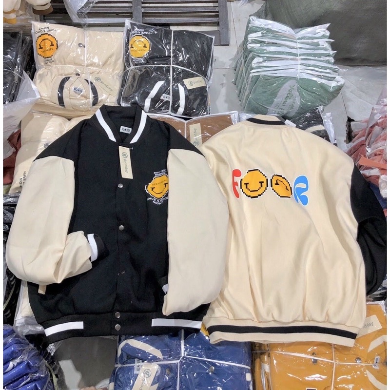 Áo khoác bóng chày bomber kaki da lộn 2 lớp unisex ulzzang nam nữ