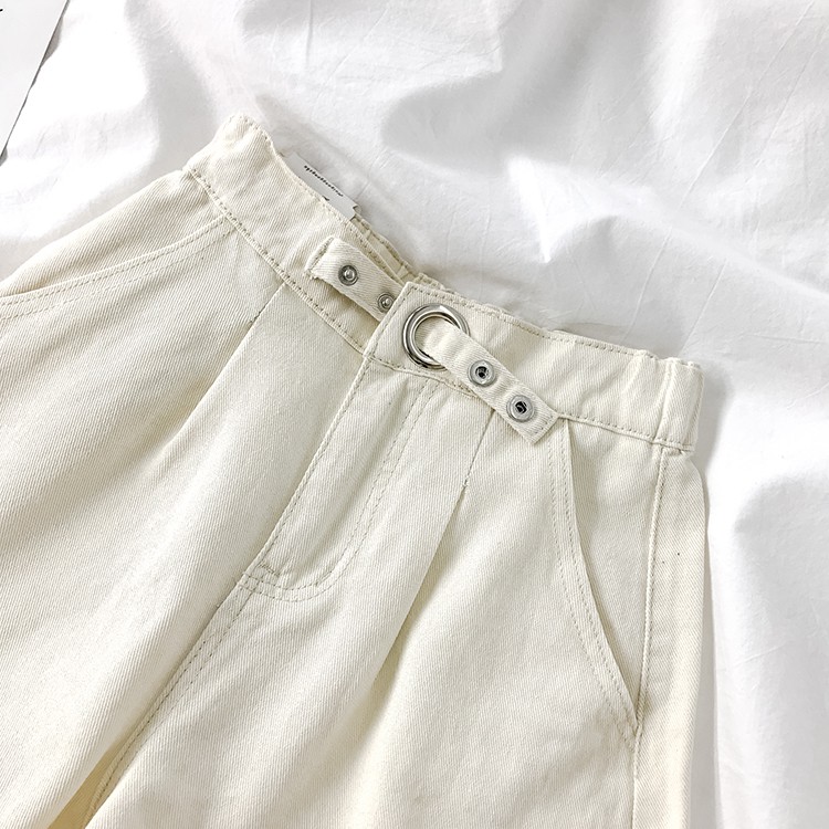 LEEVA - Short jeans trơn phối nút gài cách điệu S025