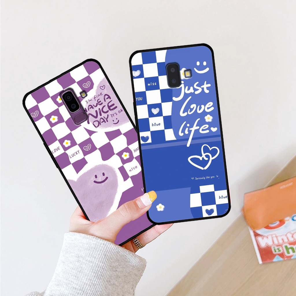 Ốp lưng Samsung J6 2018 / J6 Plus / J6+ / J8 in hình họa tiết caro trái tim, mặt cười đơn giản, cá tính