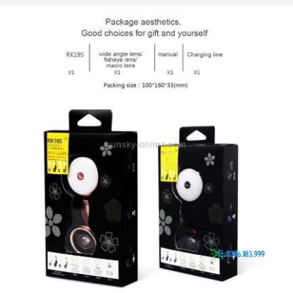 Ống lens RK19S hỗ trợ Selfie Cho điện thoại tích hợp đèn led 8 bóng | BigBuy360 - bigbuy360.vn