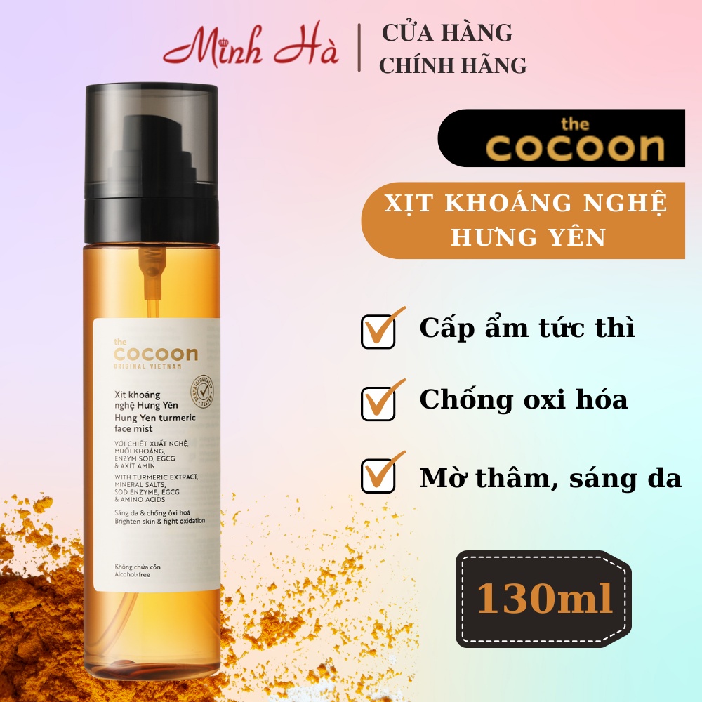 Xịt khoáng Nghệ Hưng Yên Cocoon 130ml giúp làm sáng da, mờ vết thâm