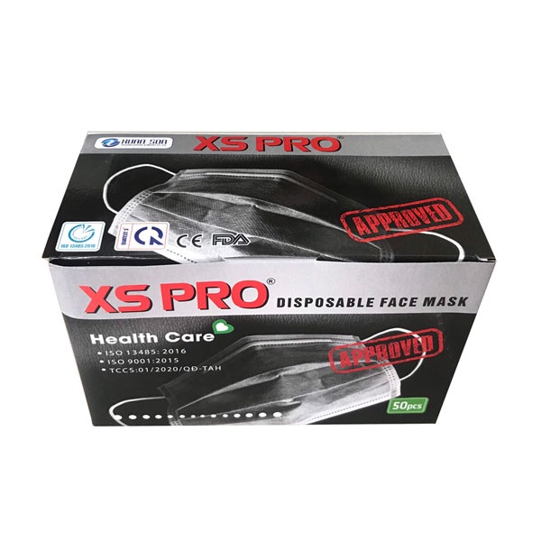 Khẩu trang Y TẾ XS PRO Xám _ Kháng khuẩn 4 lớp. Hàng chính hãng