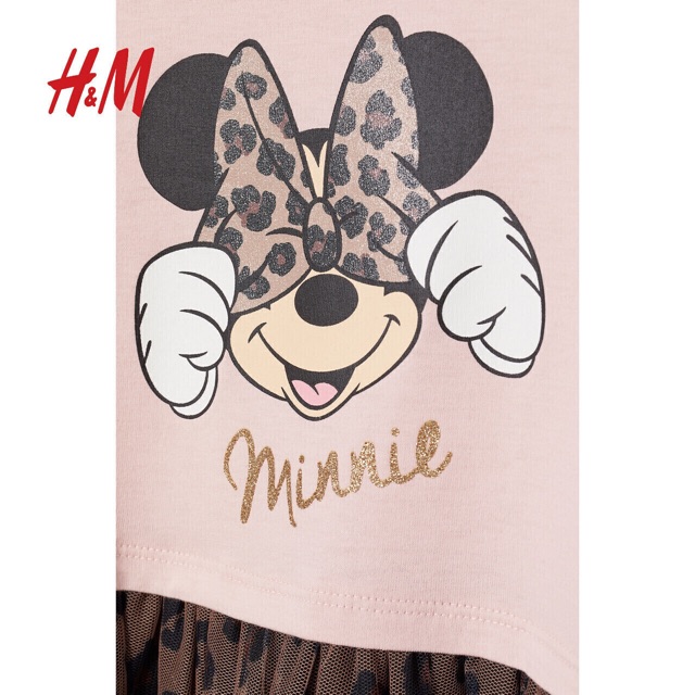 Váy cotton dài tay HM minnie chân voan 1-10Y (có ảnh thật)