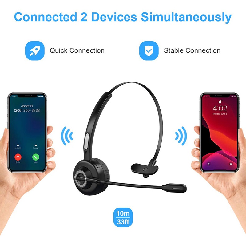 Tai Nghe Bluetooth Không Dây Chống Ồn Có Mic Cho Pc / Điện Thoại / Máy Tính Bảng