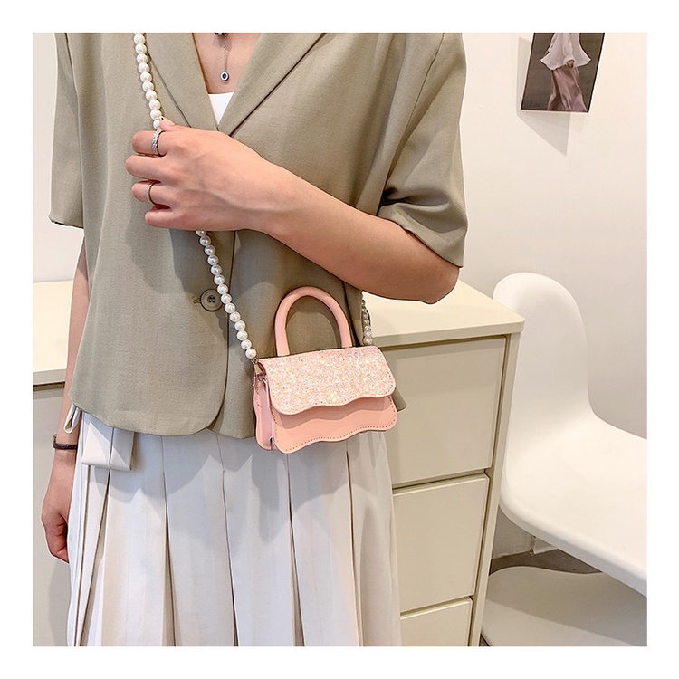 Túi Xách JASMIN NOIR Đeo Chéo Nắp Gập Đính Kim Sa Ngọc Trai Thời Trang Dành Cho Nữ