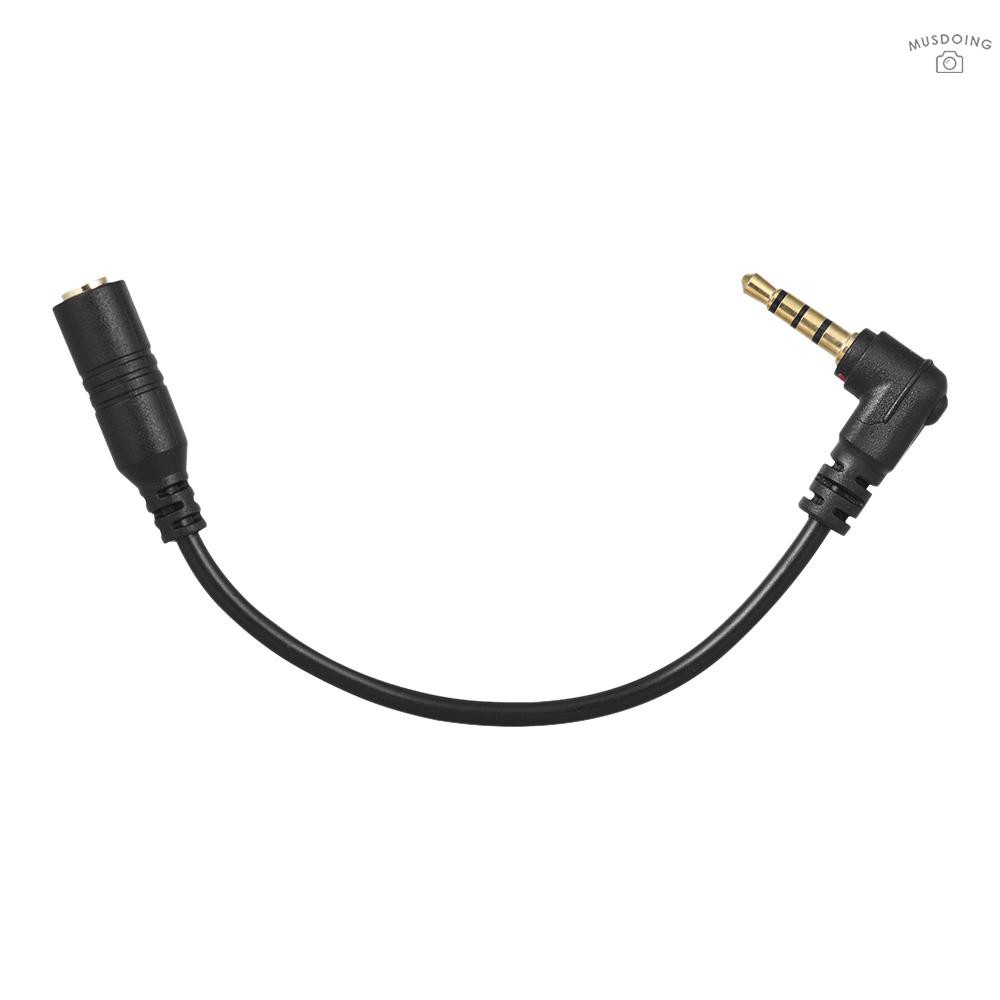 Dây cáp chuyển đổi tín hiệu âm thanh/micro 90 độ lỗ cắm 3 cực sang đầu cắm TRRS 4 cực cho Andoer EY-S04 3.5mm