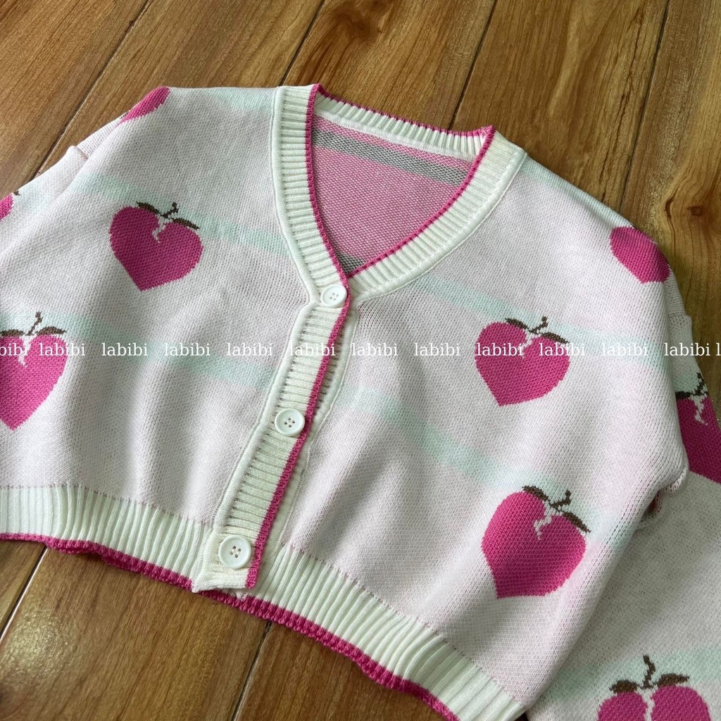 Áo Croptop Cardigan Len Trái Đào Dáng Ngắn Xinh Xắn, Labibi