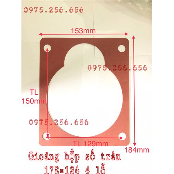 Gioăng Hộp số Trên 178=186 4 lỗ phụ tùng máy cày
