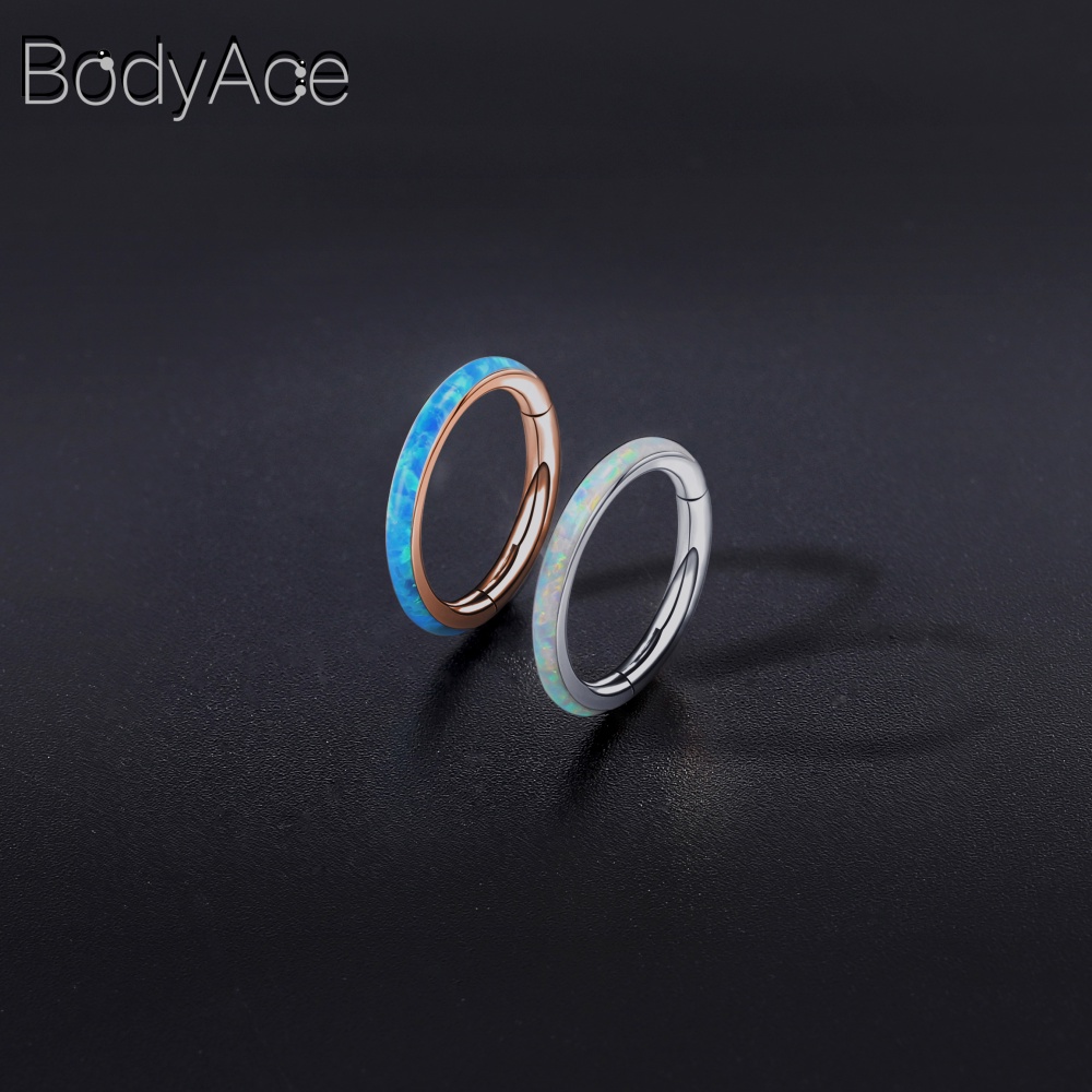 Khuyên Mũi Bằng Thép Không Gỉ Đính Đá Opal 16G Cá Tính