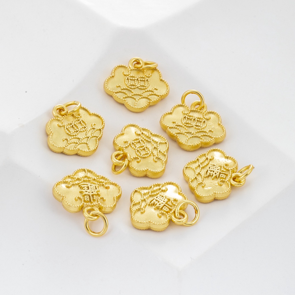 Túi Đồng 18k Mặt Dây Chuyền 13 * 14mm diy Màu Vàng Kim