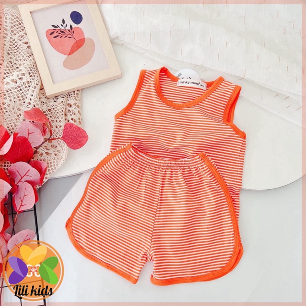 Bộ ba lỗ bé trai bé gái LILIKIDS vải thun lạnh kẻ nhiều màu bộ quần áo cho bé 3 lỗ mặc hè thoáng mát BBL05