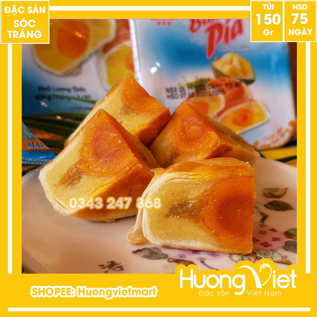 Bánh pía Sóc Trăng đậu xanh sầu riêng 1 trứng Tân Huê Viên đặc biệt, bánh pía trứng muối 150g [BÁN LẺ]