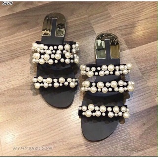 Dép lê ngọc trai zara