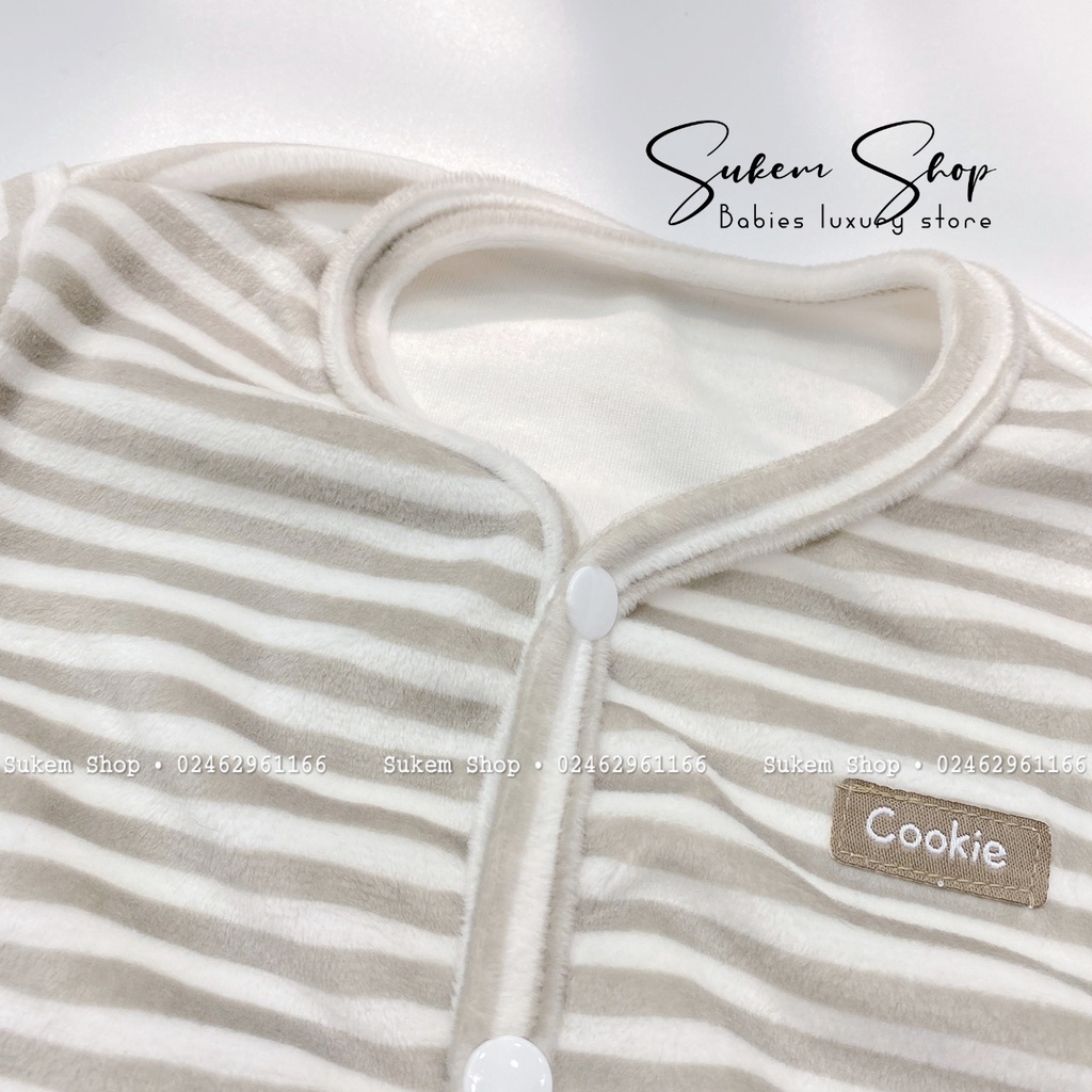 [MỚI] Bộ Sơ Sinh Băng Lông Cài Giữa Cookie Mềm Mại Ấm Cho Bé