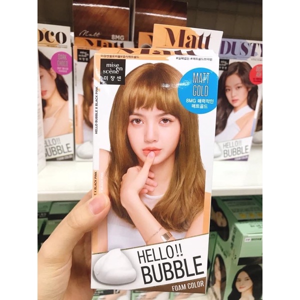 [Nâu Trà Sữa 8MG] Thuốc Nhuộm Tóc Hello Bubble BlackPink dạng bọt màu Nâu Trà Sữa không cần tẩy tóc/Samsam