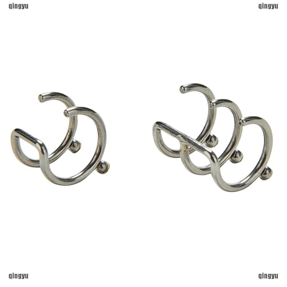 Bông Tai 2 / 3 Hàng Xoắn Bằng Bạc