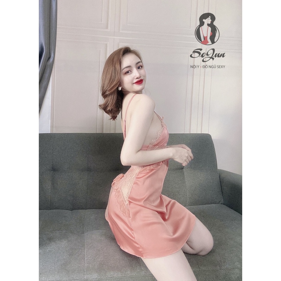 Váy ngủ sexy ❣️FREE SHIP❣️ Đầm CỘT NƠ SAU +QUẦN &lt;58kg