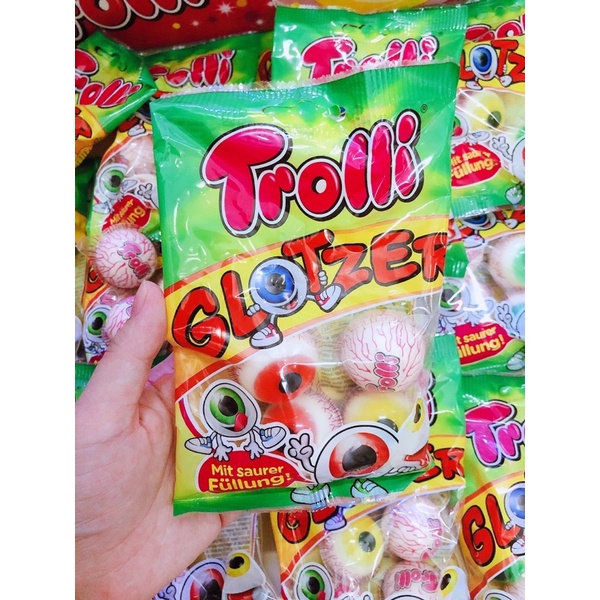 (Chính hãng) kẹo dẻo nhân trái cây hình con mắt Trolli Đức