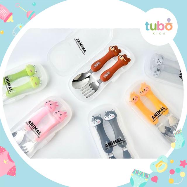 Set Thìa Dĩa Inox Cho Bé Ăn Dặm Tâp Xúc Tubokids