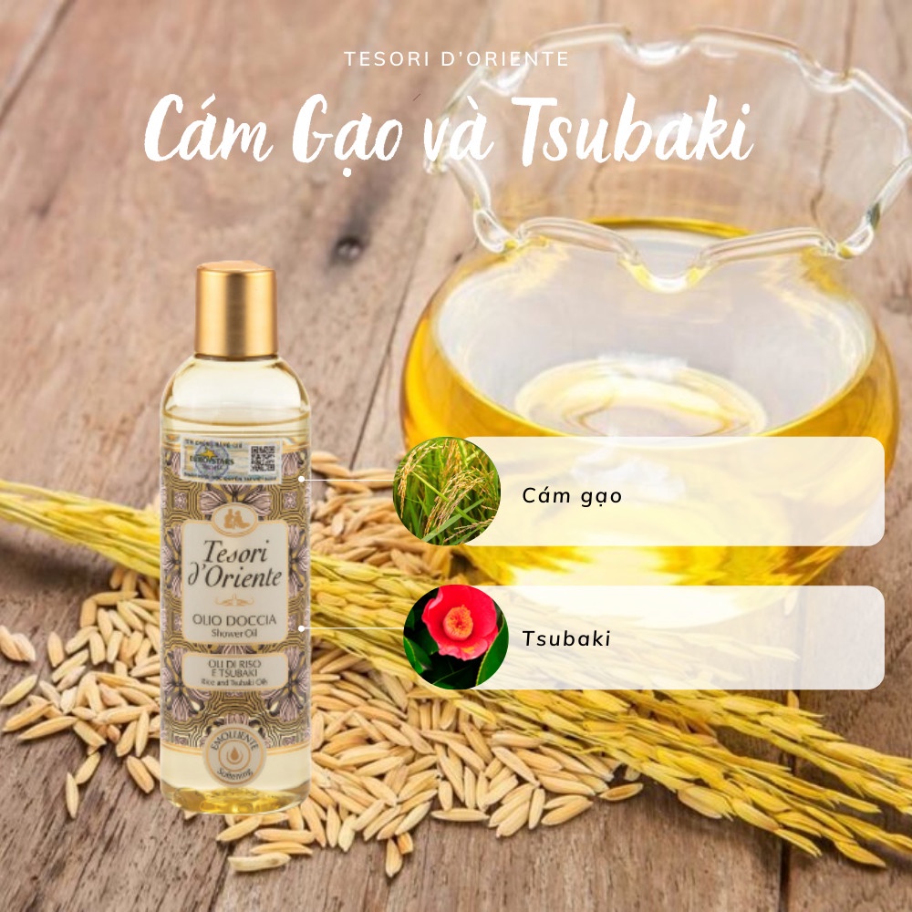 Tinh dầu tắm Tesori d'Oriente Tsubaki và cám gạo - Tsubaki &amp; Rice Oils 250ml