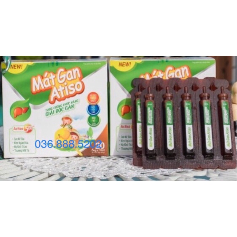 Mát gan Atiso  giúp thanh nhiệt mát gan giải độc gan mẩn ngứa mề đay cho bé - Hộp 20 ống