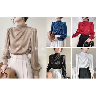 Áo lụa đính cúc vai ( hàng thiết kế cao cấp)