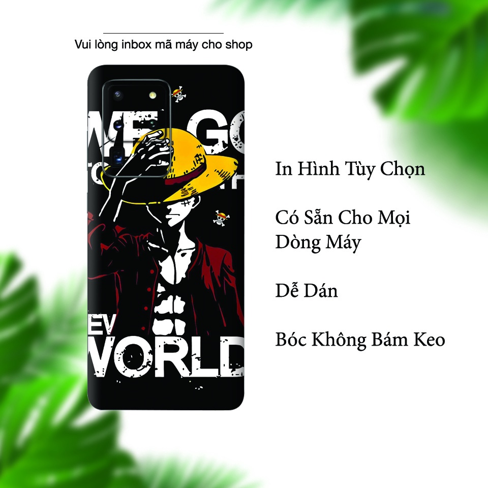 Miếng Dán Skin Điện Thoại In Hình Luffy One Piece Cho Iphone 6/ 7/ 8/ X/ XS/ 11/ 11 Pro Max Và Các Dòng Máy Android
