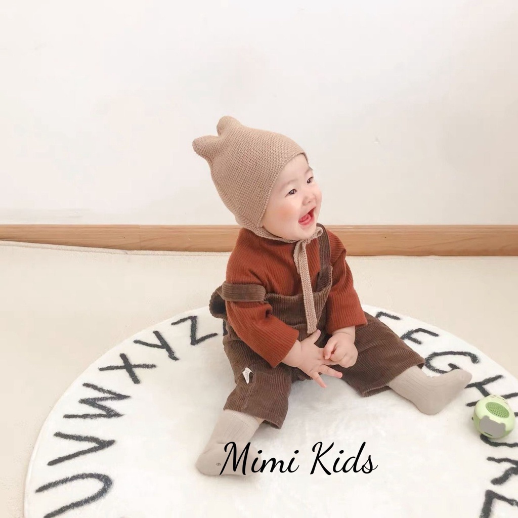 Mũ nón len cột dây màu trơn phong cách hàn quốc đáng yêu cho bé ML60