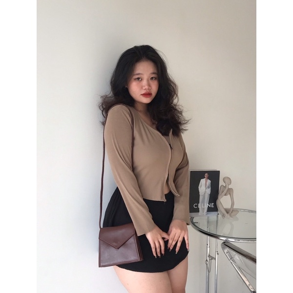 ◙▫▼ áo croptop nữ khóa kéo hai đầu cực sexy cho nàng bigsize FATTYTA CR11 | BigBuy360 - bigbuy360.vn