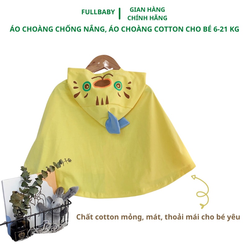 áo choàng chống nắng, áo choàng cánh dơi cotton đa năng cho bé yêu từ 0-4 tuổi (6-21kg)