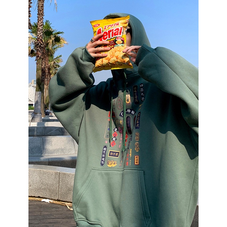 Áo Hoodie Cổ Tròn In Hình Vui Nhộn Phong Cách Harajuku Nhật Bản Cho Nam