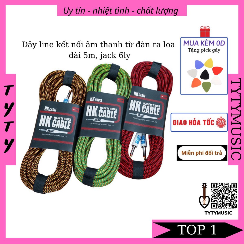 Dây kết nối Guitar dây Line HK  CABLE ra loa kích thước 5m bền đẹp TYTYmusic