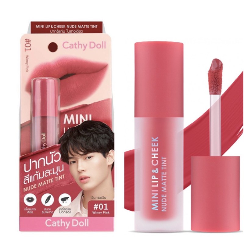 CATHY DOLL MAKEUP  MINI LIP&CHEEK NUDE MATTE TINT Son kem và má hồng Cathy Doll Thái lan