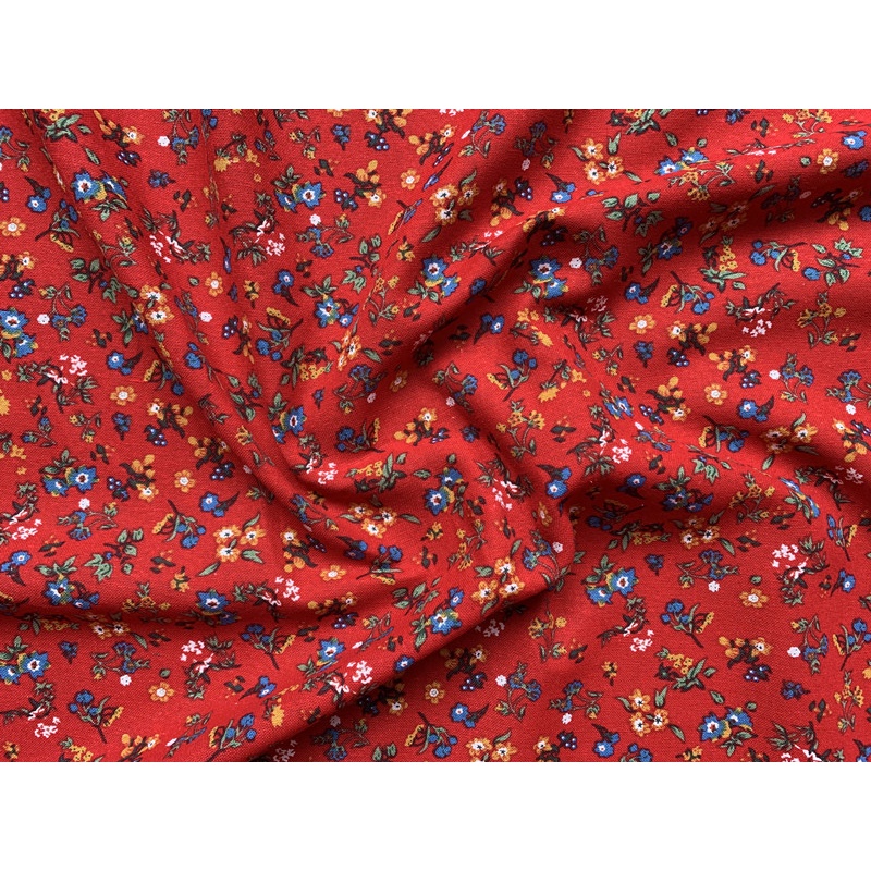 Vải linen bột họa tiết hoa nhí vintage 50x150cm may áo dài, váy đầm