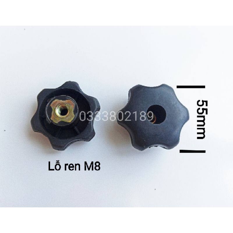 Núm vặn nhựa, lỗ ren M8-55mm