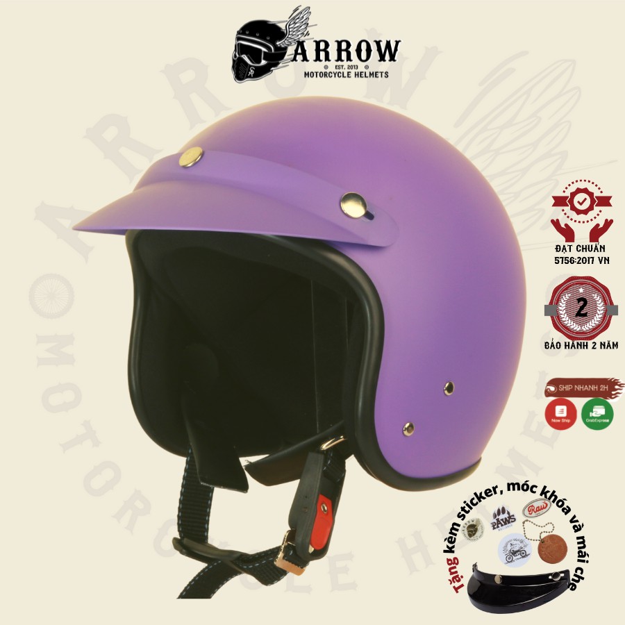 Nón bảo hiểm 3/4 Cromo arrow shop mũ bảo hiểm đi phượt 111 nhiều màu chất lượng cao