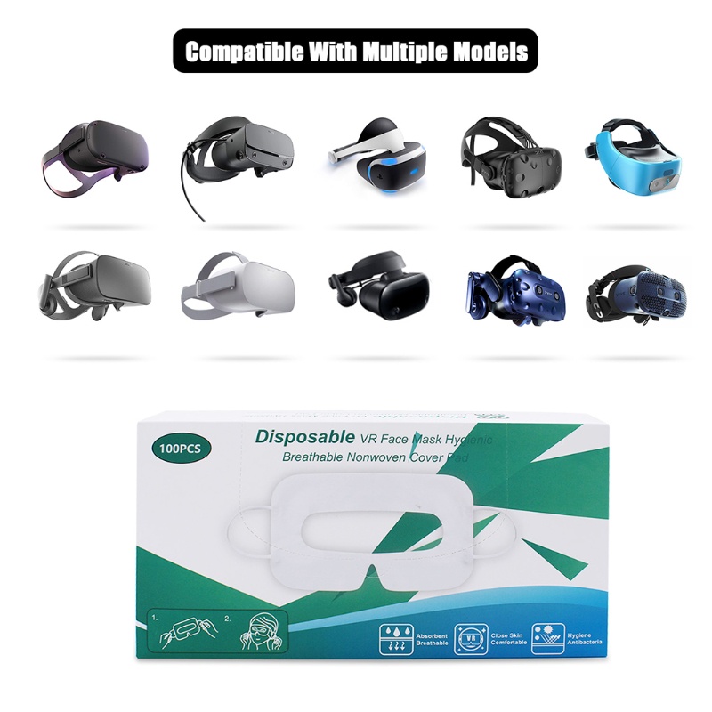 Bộ 100 Mặt Nạ Mắt Thấm Mồ Hôi Thoáng Khí Dùng Một Lần Cho Kính Thực Tế Ảo Oculus Quest 1/2 VR