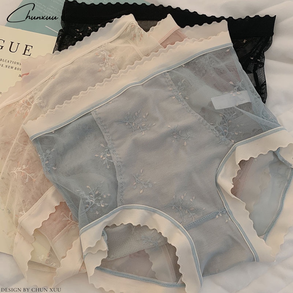 Quần lót ren nữ cạp cao phối viền su mát lạnh, hỗ trợ gen bụng định hình vòng eo thon gọn ChunXuu- GB15