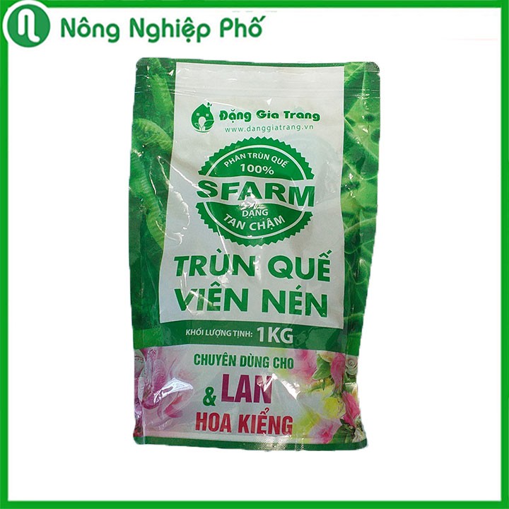 Phân Trùn Quế SFARM Viên Nén Chuyên Dùng Cho Hoa Lan Và Cây Kiểng Túi 1kg.