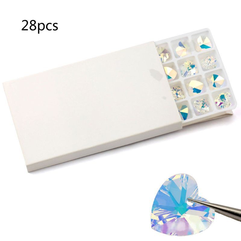 Set 28 hạt pha lê AB trong suốt nhiều hình dáng dùng đồ trang sức thủ công