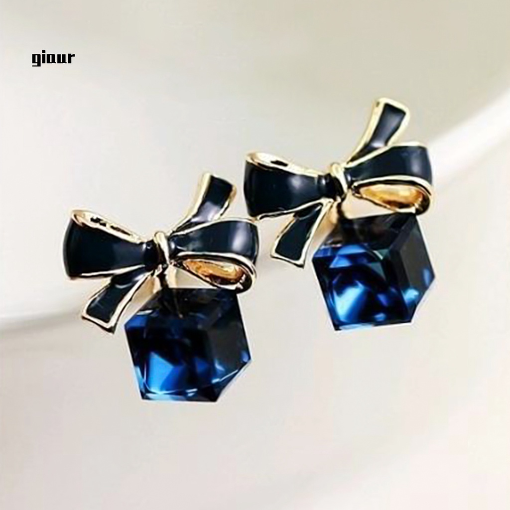 Khuyên tai mặt hình nơ đính đá xinh xắn dành cho nữ