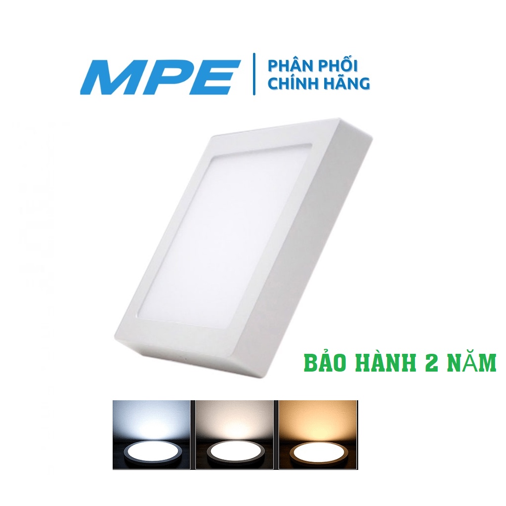 ĐÈN LED ỐP TRẦN NỔI VUÔNG VIỀN TRẮNG 3 MÀU ÁNH SÁNG MPE 6W - 12W - 18W - 24W