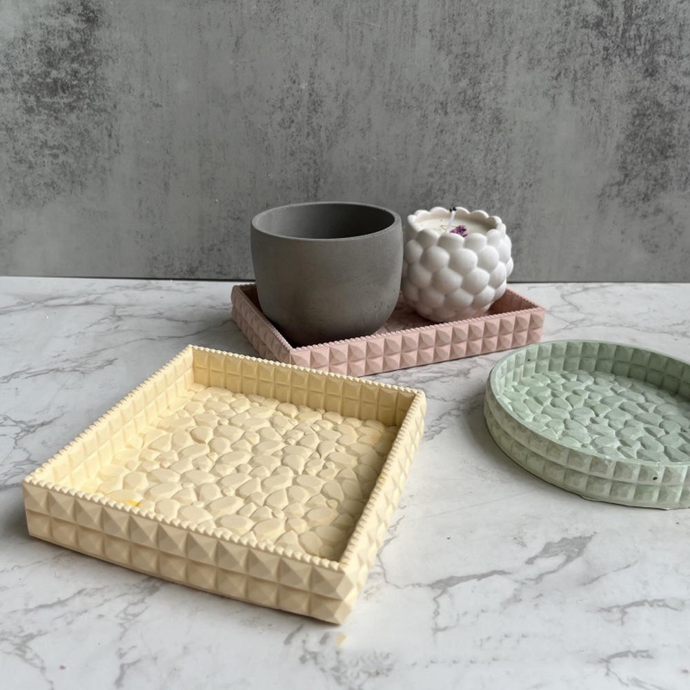 Khuôn Silicone Đổ Xi Măng / Bê Tông Hình Chữ Nhật / Tròn Tiện Dụng DIY