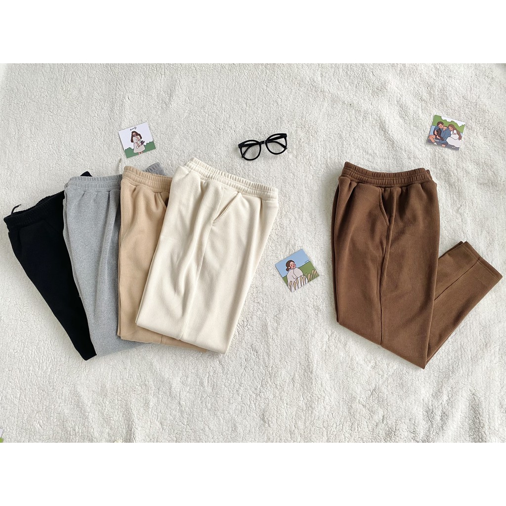 Quần Baggy Nhung Tăm  chất vải dày dặn, form dáng chuẩn