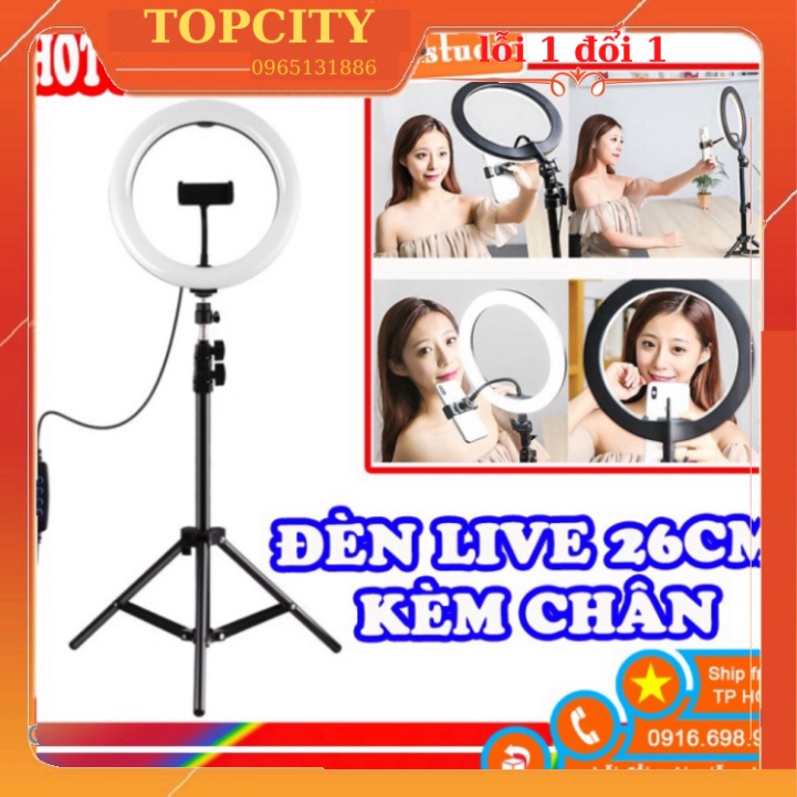 GIÁ SỈ  Bộ Đèn Led Livestream Size 26cm (Kèm Cả chân 2M &amp; kẹp điện thoại)