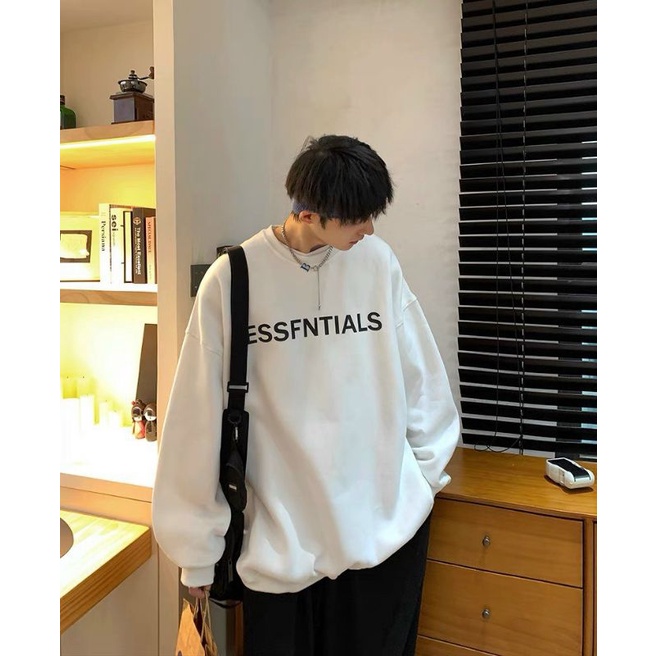 Sweater nỉ ngoại in chữ ESSFNTIALS nam nữ