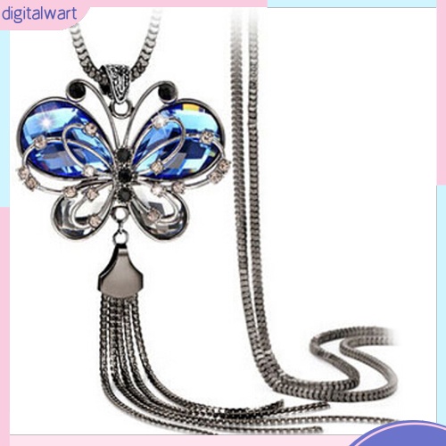 Dây chuyền hình bướm phối dây tua rua đính đá quý nhân tạo sang trọng quý phái dành cho nữ