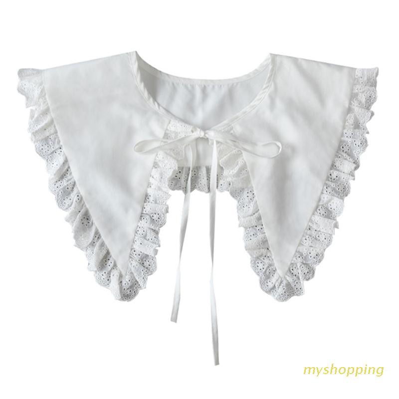 Cổ áo giả xếp ly thêu ren phong cách thanh lịch cho bạn gái khi mặc áo sơ mi/áo Sweater/đầm thời trang